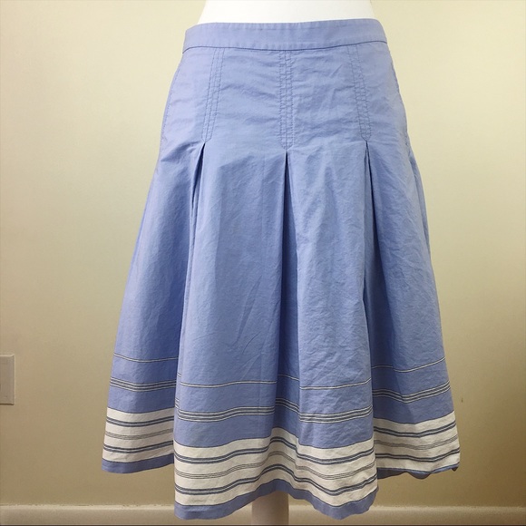J. Crew Dresses & Skirts - J. Crew Blue and White Striped Pleated Skirt
